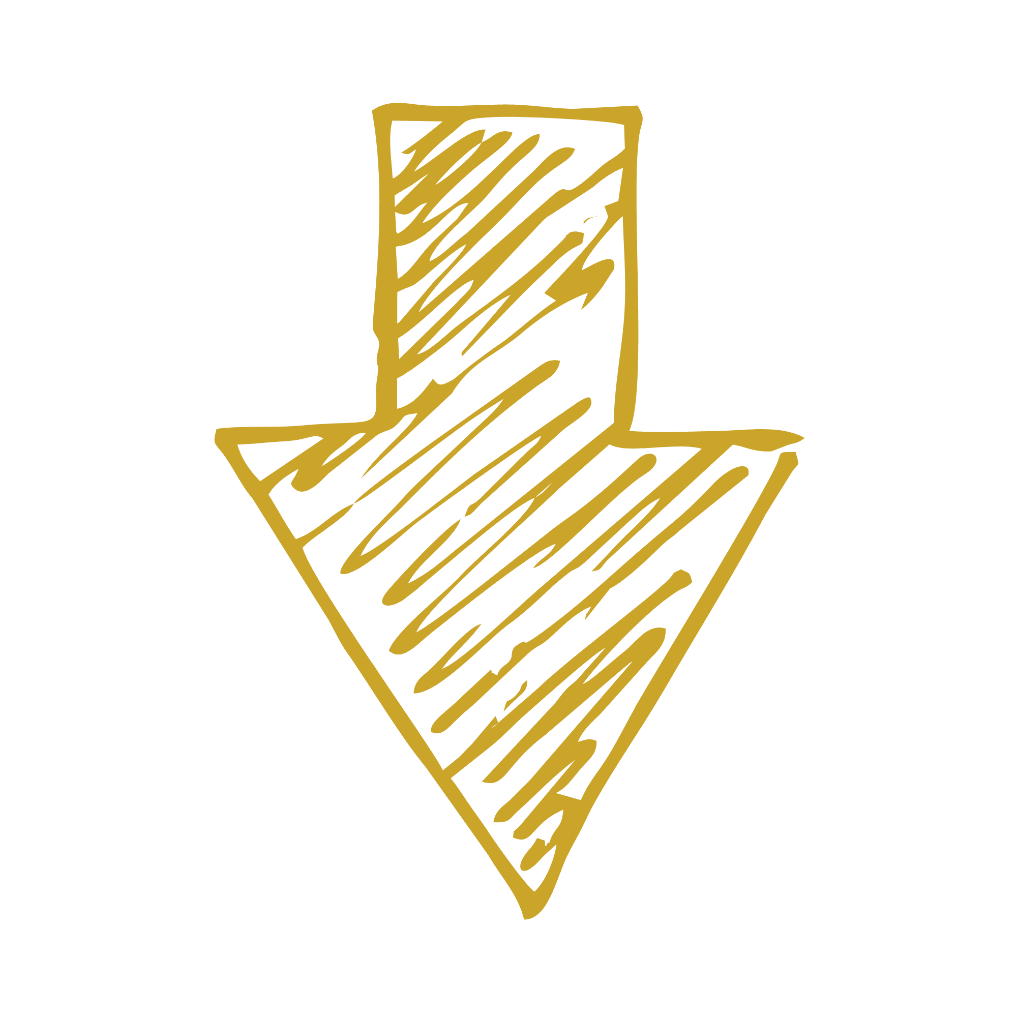 A hand-drawn gold arrow pointing down