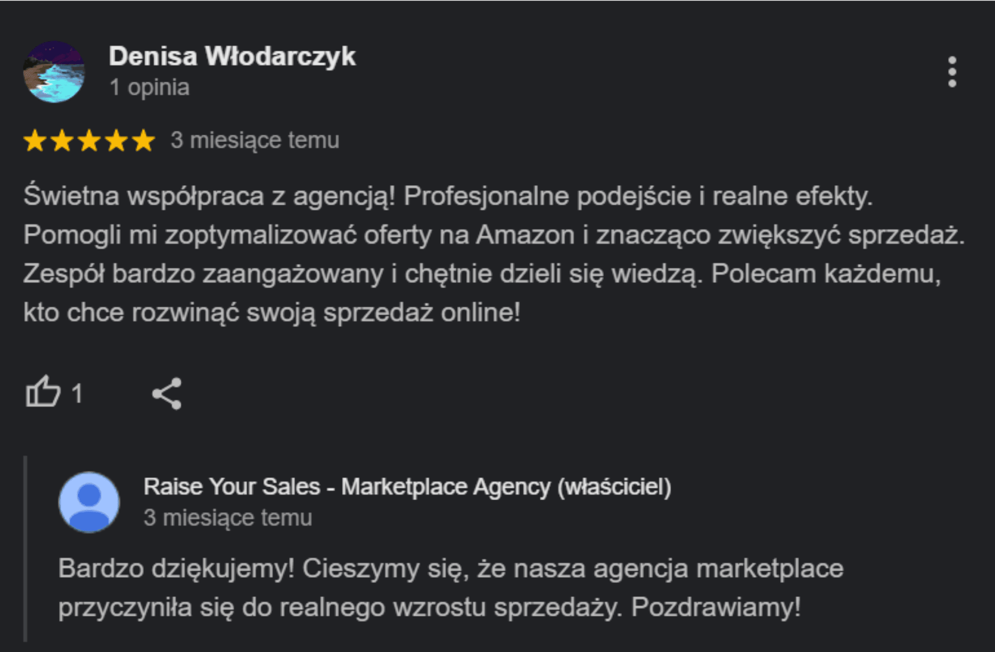 Google review from the Wamar brand about working with Raise Your Sales