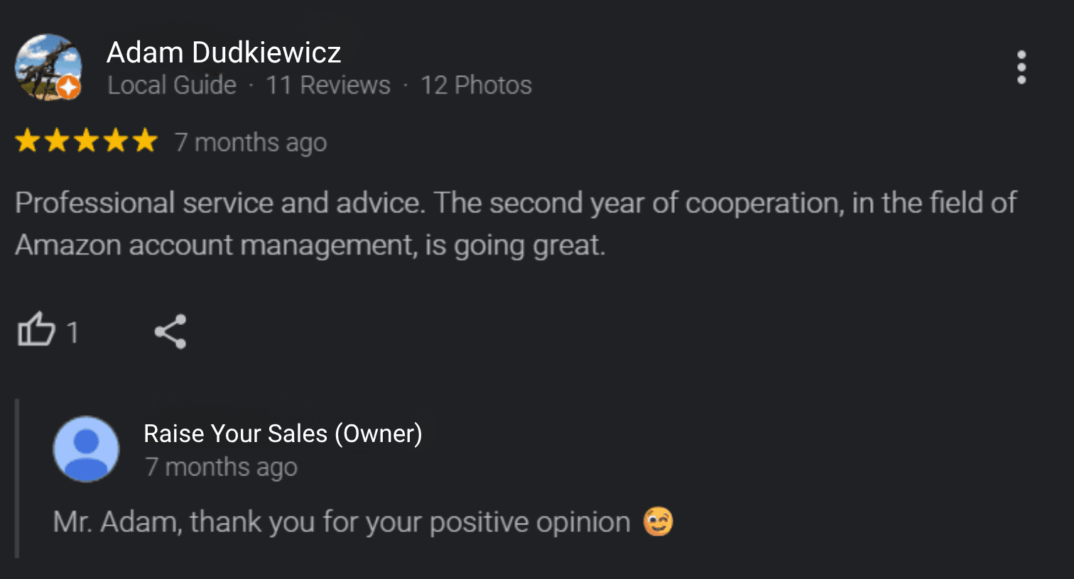 Google review from the RoadEU brand about working with Raise Your Sales